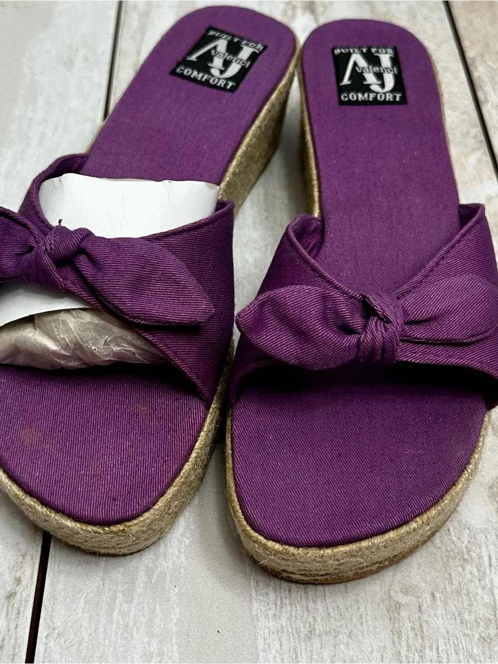 Aj Valenci Purple Knot Espadrille Wedge Slide Resort Vacation Vibrant Summer 9.5